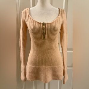 Free People Sweater Womens Pullover Wool Blend Bell Sleeves Size Large peach